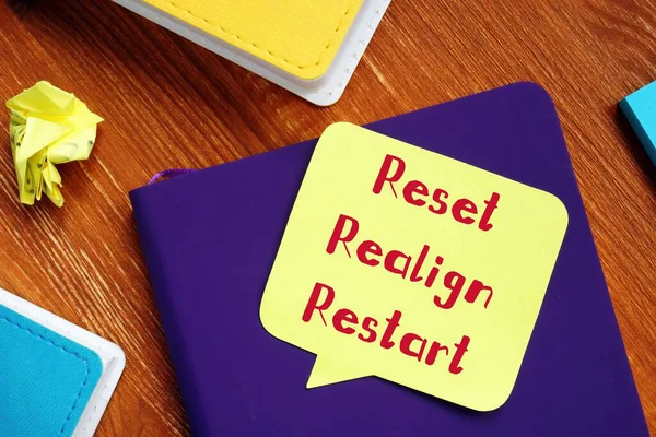 Conceito Negócio Sobre Reset Realign Reinicie Com Sinal Página — Fotografia de Stock