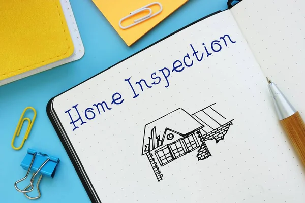 Concetto Business Home Inspection Con Segno Sul Foglio — Foto Stock