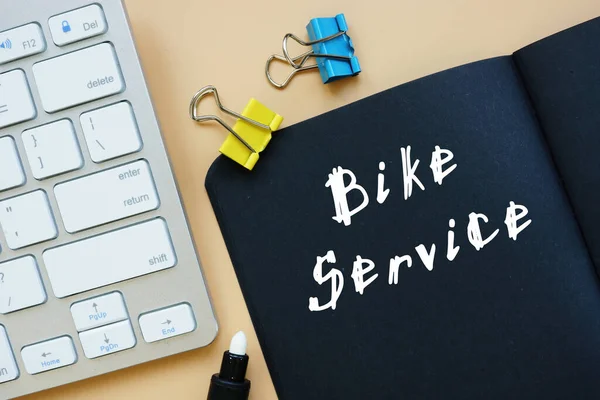 Conceito Negócio Que Significa Bike Service Com Inscrição Pedaço Papel — Fotografia de Stock