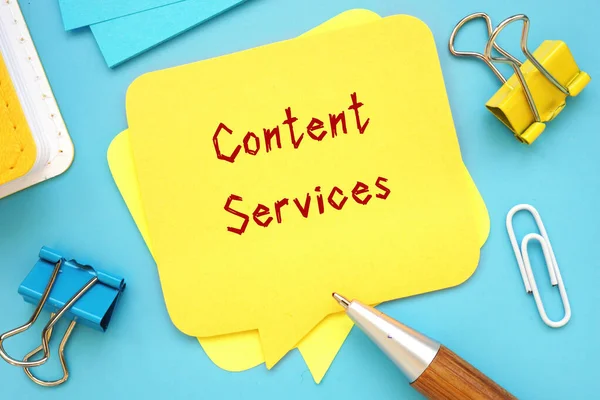 Zakelijk Concept Betekent Content Services Met Teken Pagina — Stockfoto