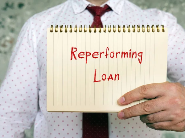 Concetto Finanziario Reperforming Loan Con Segno Sulla Pagina — Foto Stock