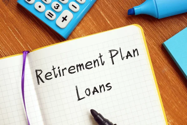 ページに記載されている退職計画ローンを意味する金融概念 — ストック写真