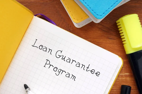 Financial Concept Loan Guarantee Program Sign Page — Stock Photo, Image