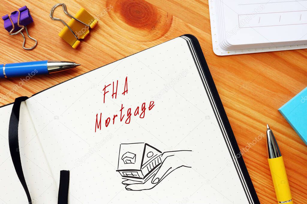 Business concept meaning FHA Mortgage with sign on the piece of paper