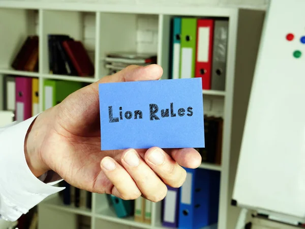 关于狮子规则的财务概念 单上有签名 — 图库照片