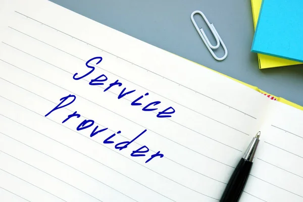 Foto Conceitual Sobre Service Provider Com Frase Manuscrita — Fotografia de Stock