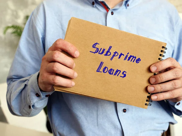 Financial concept about Subprime Loans with sign on the page