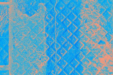 Tasarım için kopya alanı olan soyut mercan ve mavi renk dokusu arkaplanı.