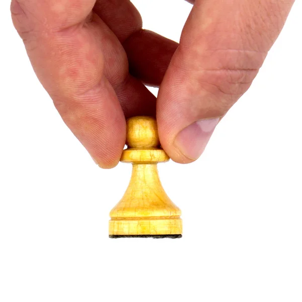 White Pawn Hand Isolated White Background — Stock Photo, Image