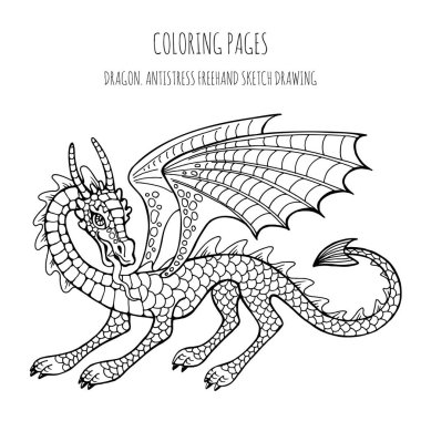 dragon coloring pages for adults free vector eps cdr ai svg vector illustration graphic art