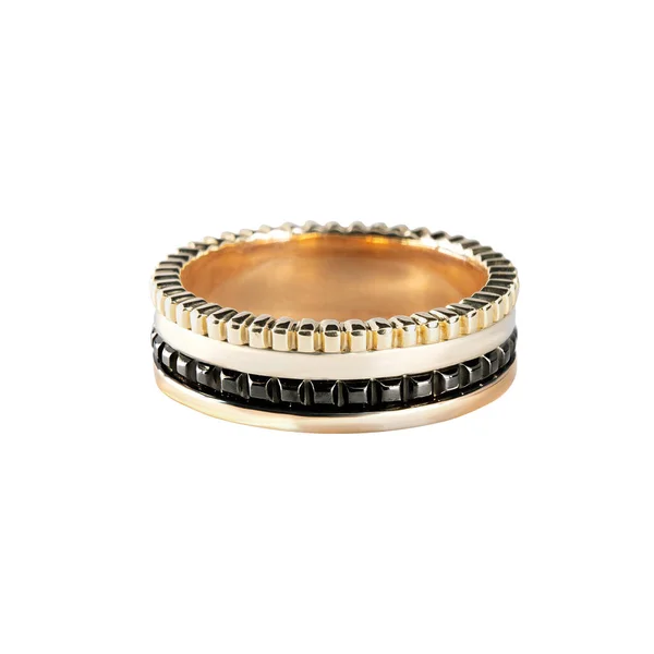 Diamanten Bruiloft Drie Kleuren Ring Groep Witte Achtergrond Geïsoleerde Cartier — Stockfoto