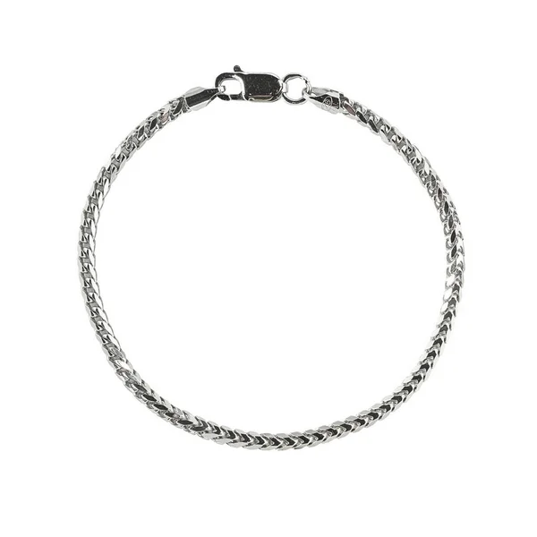 Argent Chaîne Bijoux Collier Bracelet Isolé Sur Fond Blanc — Photo