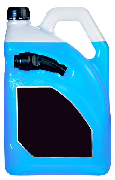 Велика Пляшка Молока Бензином Ручкою Барвистий Рідкий Червоно Жовтий Синій — стокове фото
