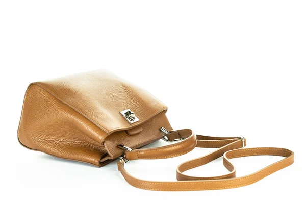 Bag Fashion Autumn Clutch Isolated White Leather — Stock Photo, Image