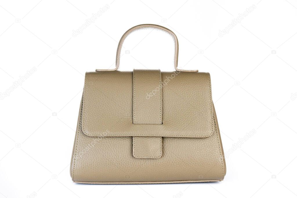 Bag fashion autumn clutch isolated on white leather