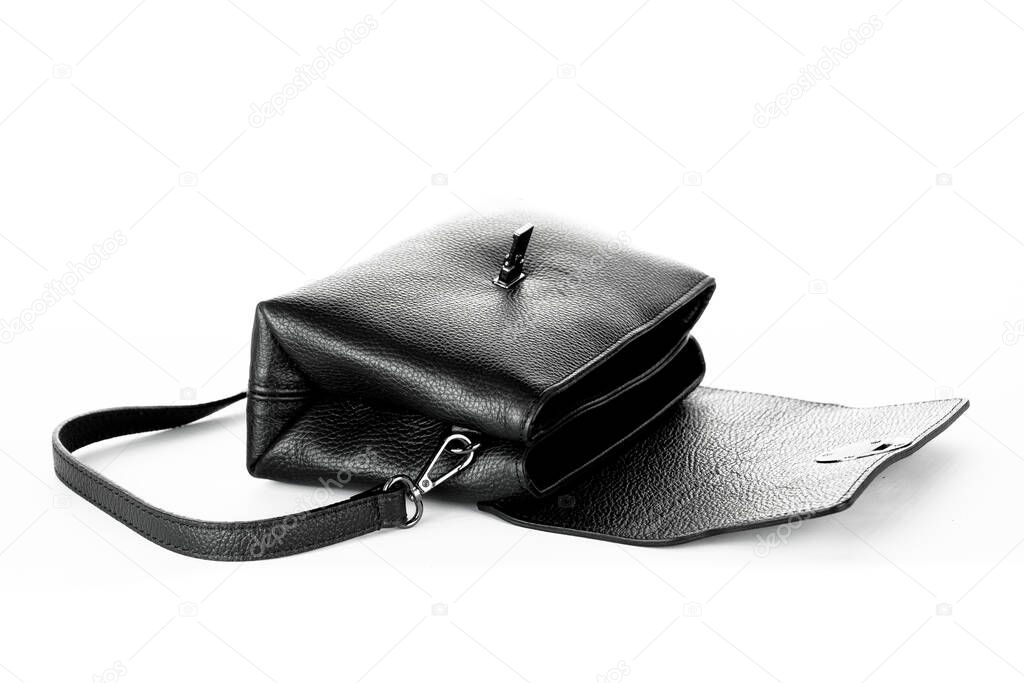 Bag fashion autumn clutch isolated on white leather