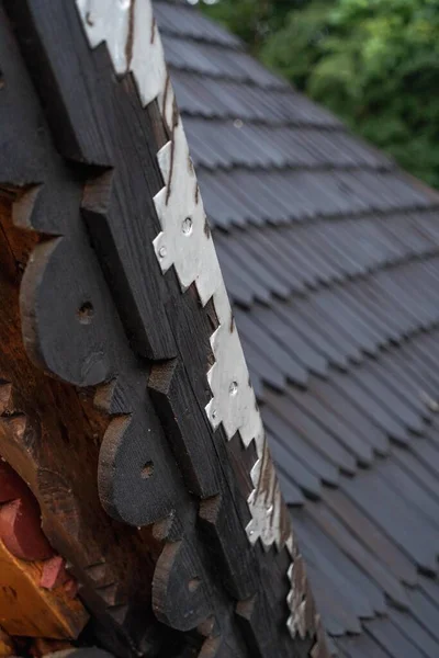 Shingles Roof Wooden Roof Shingled Roof Wooden Tile Roof Complex — Stock Photo, Image