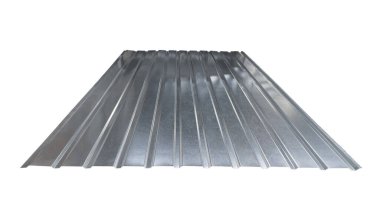 Çatı profili metal renkli ahşap doku beyaz arkaplanda izole edildi