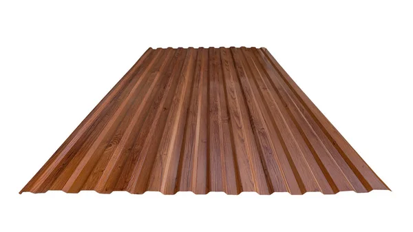 Çatı profili metal renkli ahşap doku beyaz arkaplanda izole edildi