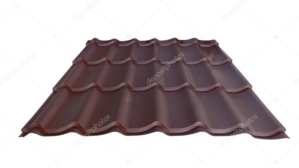 Roof roof profile metal colored wooden texture isolated on white background