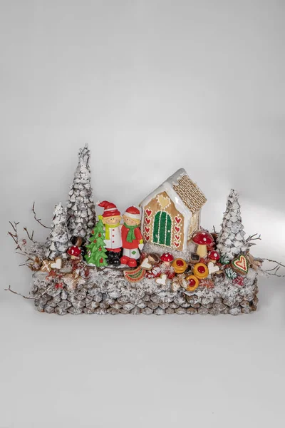 Cones Mesa Árvore Natal Mini Decoração Para Celebração Ano Novo — Fotografia de Stock