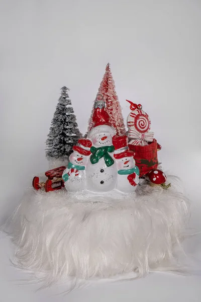 Cones Mesa Árvore Natal Mini Decoração Para Celebração Ano Novo — Fotografia de Stock