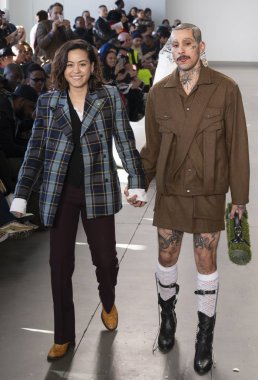 New York, Ny - 05 Şubat 2018: Tasarımcı Barbara Sanchez-Kane New York moda hafta erkekler F/W 2018 sırasında Sanchez-Kane Fuarı'nda pist yürür