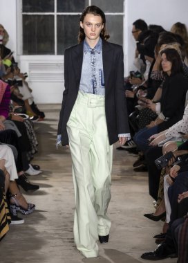 New York, Ny - 10 Eylül 2018: pist Proenza Schouler bahar yaz 2019 moda New York moda haftası sırasında göstermek Ariel Nicholson yürür