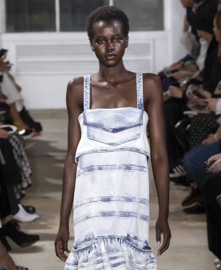 New York, Ny - 10 Eylül 2018: pist Proenza Schouler bahar yaz 2019 moda New York moda haftası sırasında göstermek Adut Akech yürür