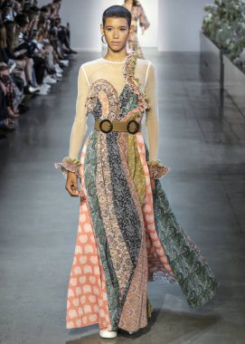 New York, Ny - 10 Eylül 2018: Zimmermann bahar yaz 2019 moda pist göster New York moda haftası sırasında Dilone yürür