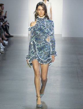 New York, Ny - 10 Eylül 2018: Amanda Googe New York moda haftası sırasında Zimmermann bahar yaz 2019 defile pist yürür