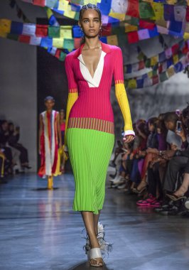 New York, Ny - 09 Eylül 2018: Ellen Rosa New York moda haftası sırasında Prabal Gurung bahar yaz 2019 defile pist yürür
