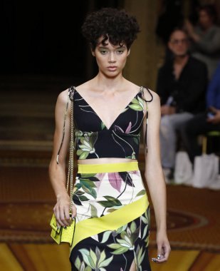 New York, Ny - 08 Eylül 2018: Christian Siriano bahar yaz 2019 moda pist göster New York moda haftası sırasında Brynn Bonner yürür