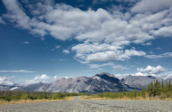 Bir görünümünü Alaska Highway, Kuzey Haines Junction, Yukon Teritory, Amerika Birleşik Devletleri