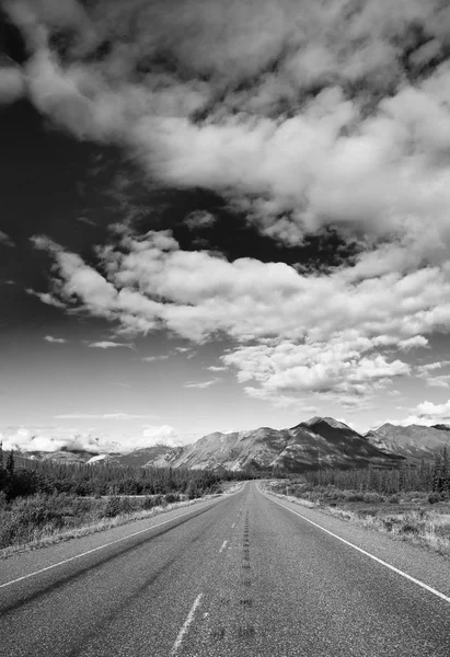 Alaszkai Autópályát Észak Haines Junction Yukon Kanada Óta Emberlakta Látképe — Stock Fotó