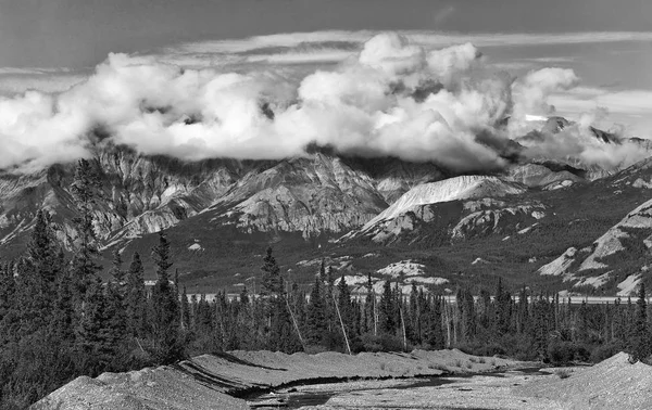 Veduta Letto Del Fiume Nord Haines Junction Nello Yukon Teritory — Foto Stock