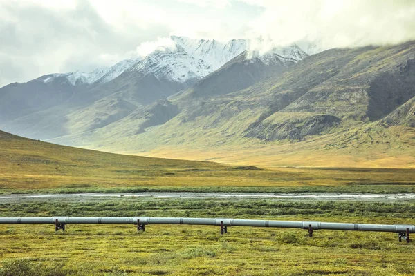 Vue Chaîne Brooks Pipeline Trans Alaska Depuis Dalton Highway Alaska — Photo