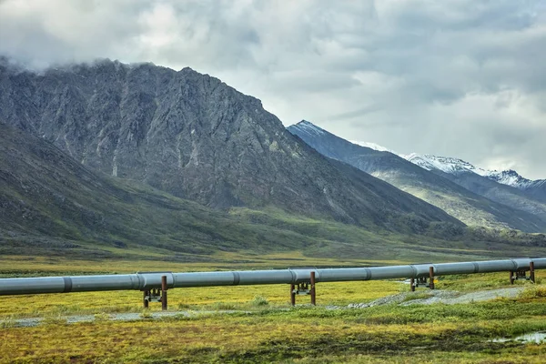 Vue Chaîne Brooks Pipeline Trans Alaska Depuis Dalton Highway Alaska — Photo