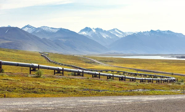 Vue Chaîne Brooks Pipeline Trans Alaska Depuis Dalton Highway Alaska — Photo