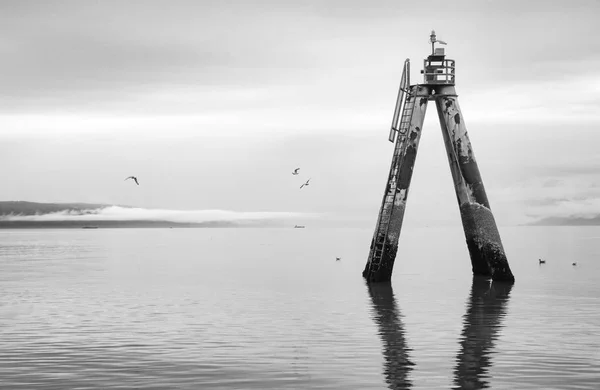 Una Vista Una Estructura Luz Navegación Homer Spit End Península — Foto de Stock
