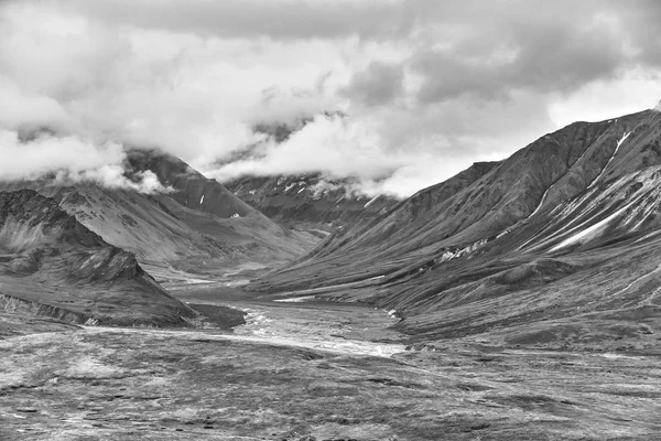 Vue Chaîne Alaska Depuis Centre Accueil Eielson Dans Parc National — Photo