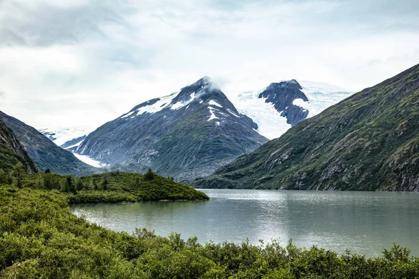 Widok Lodowiec Portage Portage Jeziora Półwyspie Kenai Alaska — Zdjęcie stockowe