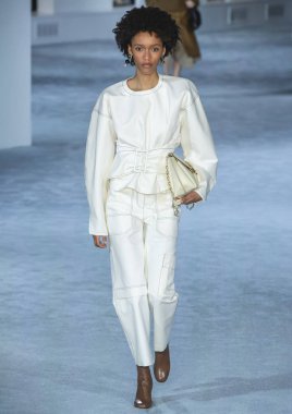 New York, New York - 11 Şubat 2019: Ashanti Hildreth 3.1 Phillip Lim sonbahar kış 2019 defile pist yürür
