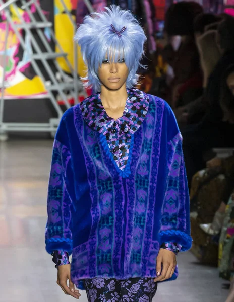 New York, New York - 11 Şubat 2019: Dilone Anna Sui sonbahar kış 2019 defile pist yürür