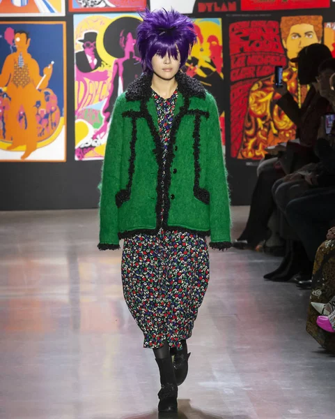 New York, New York - 11 Şubat 2019: Sohyun Jung Anna Sui sonbahar kış 2019 defile pist yürür