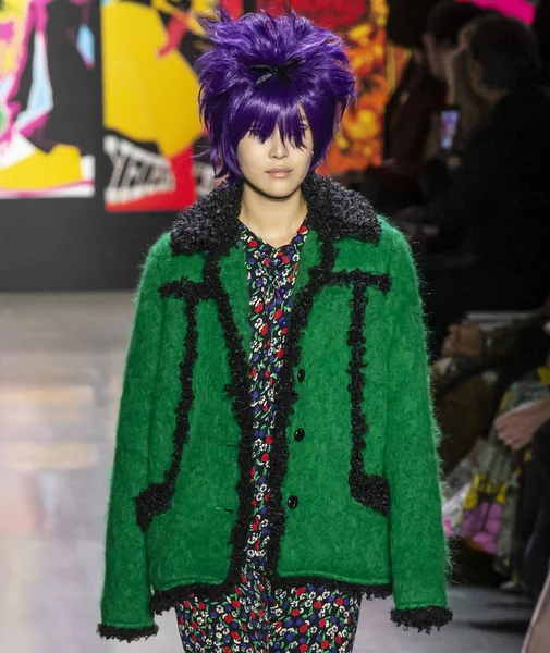 New York, New York - 11 Şubat 2019: Sohyun Jung Anna Sui sonbahar kış 2019 defile pist yürür