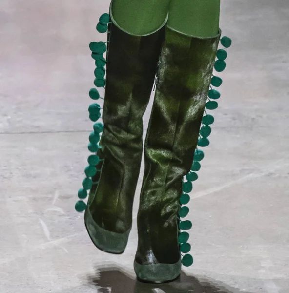 New York, New York - 11 Şubat 2019: bir model (ayakkabı detay) Anna Sui sonbahar kış 2019 defile pist yürür