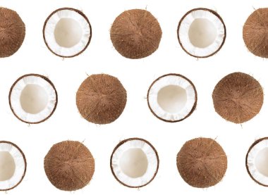 Beyaz arkaplanda hindistan cevizi deseni