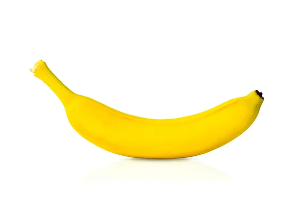 Uma Banana Sobre Fundo Isolado Branco — Fotografia de Stock
