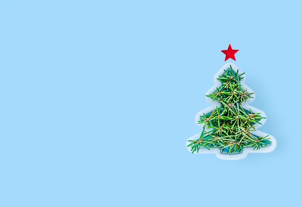 Vánoční Strom Modrém Pozadí — Stock fotografie
